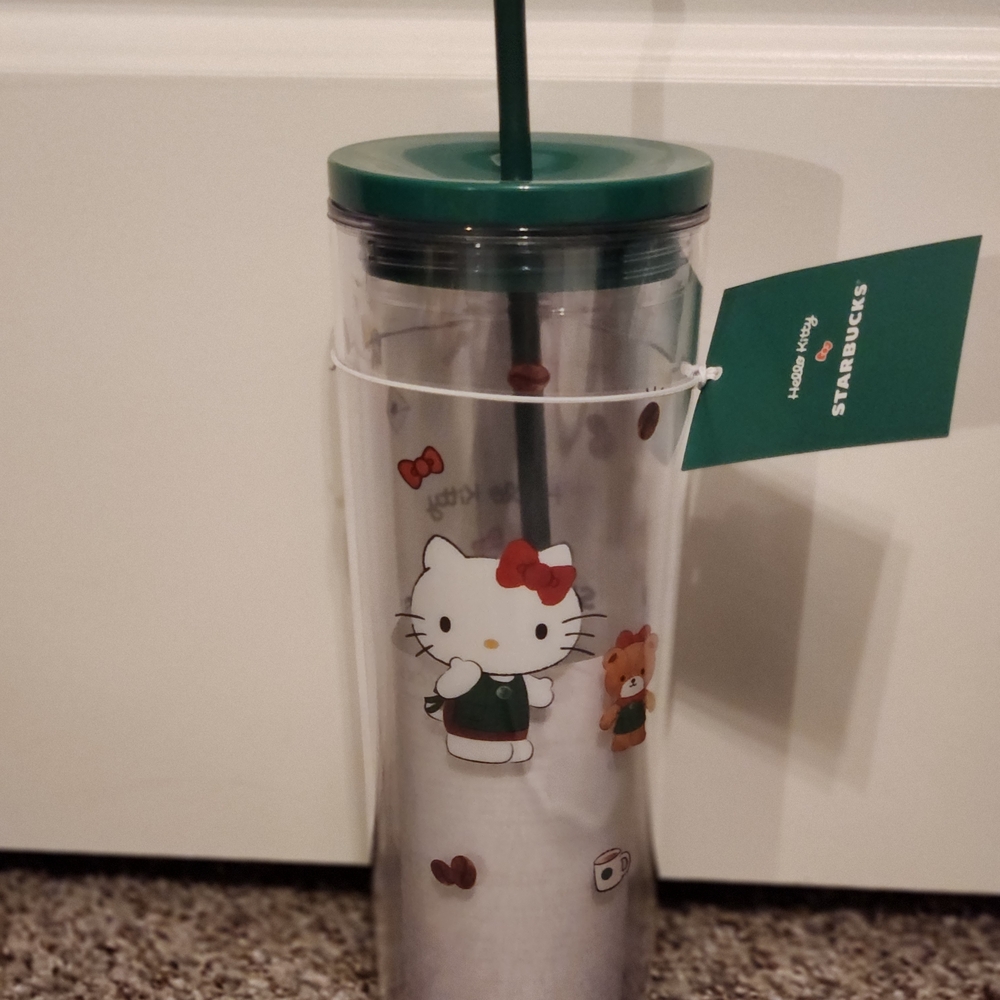Starbucks Hello Kitty Clear Tumbler with Green Lid